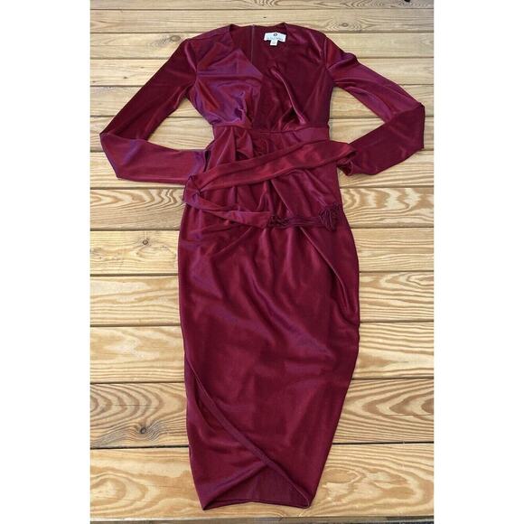 Altuzarra Target Belted Long Sleeve Dress Size 6 Women’s Red - Picture 1 of 8